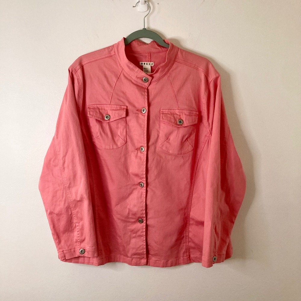 Hot Pink Utility Field Jacket Chore Coat 1X Cotton Twill Lightweight Barbiecore